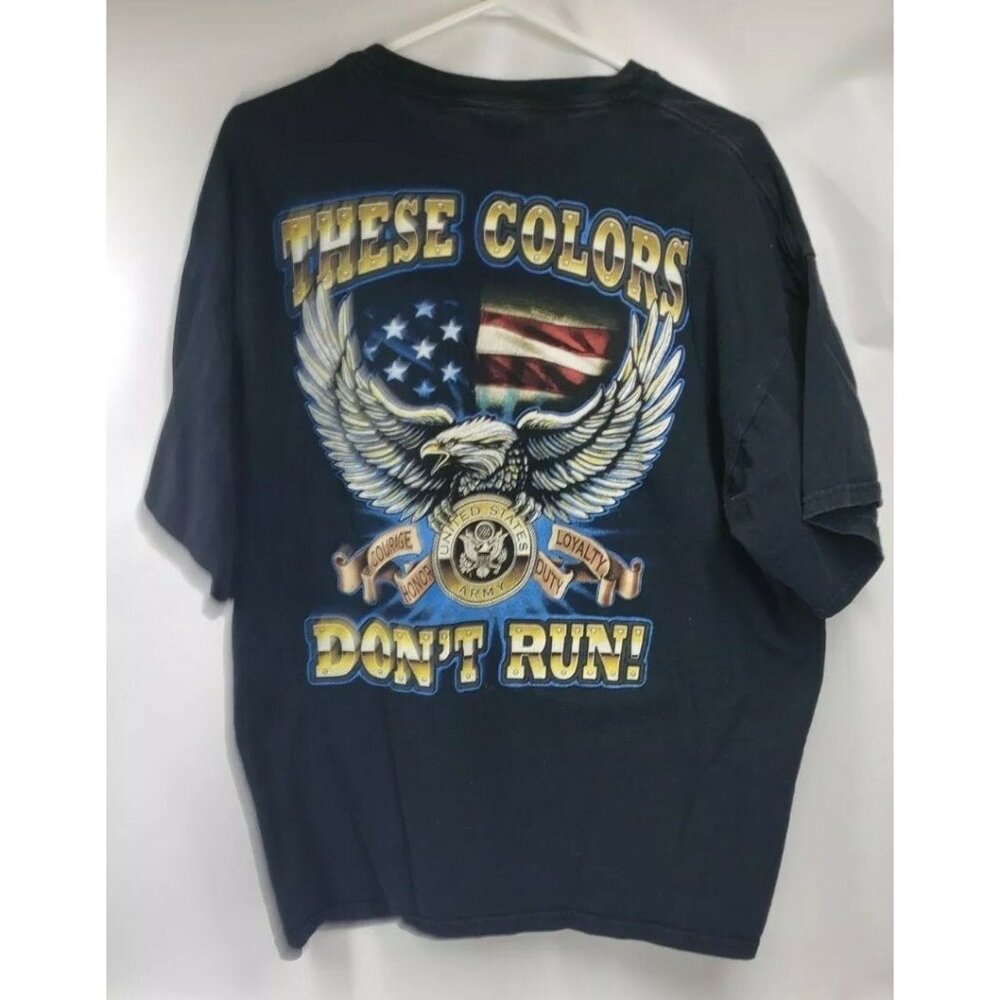 USA Patriotic T-shirt These Colors Don't Run Army Eagle Flag Men's XL Courage